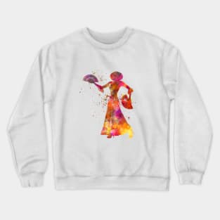 Gypsy woman dancing flamenco dancer silhouette in watercolor Crewneck Sweatshirt